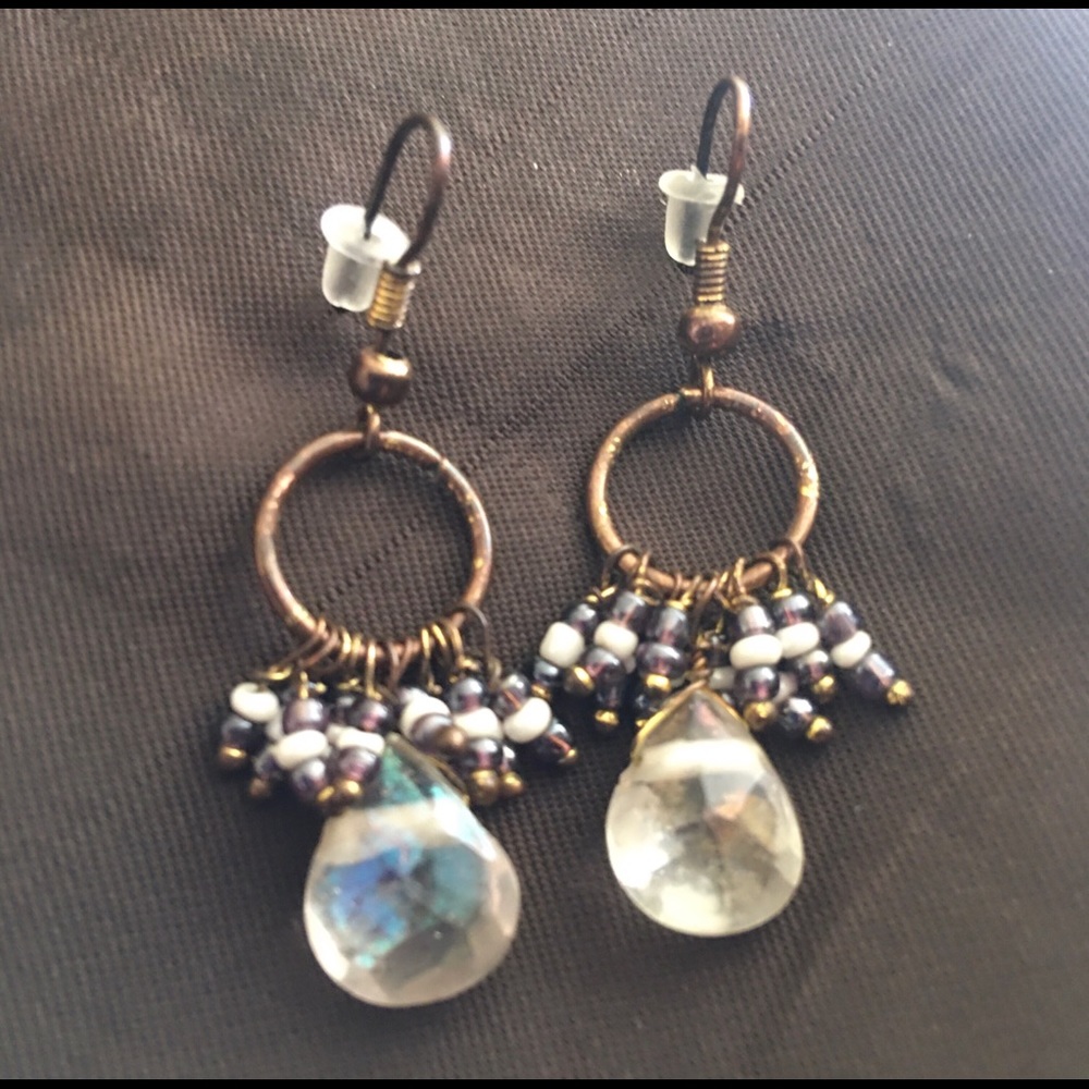 Vintage chandelier style beaded fish hook earrings